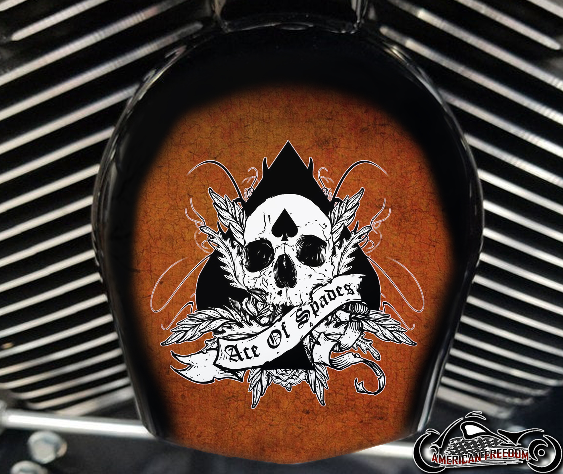 Custom Horn Cover - Ace Of Spades Orange